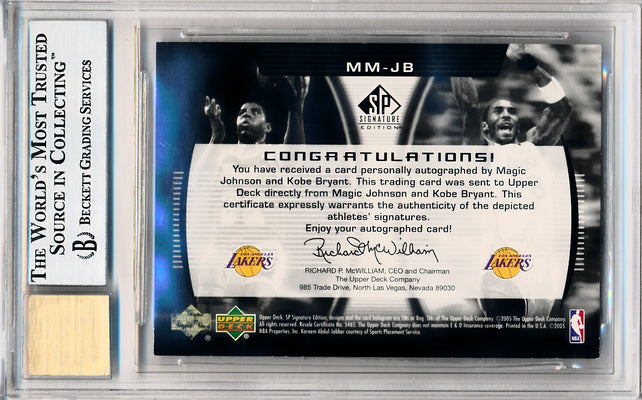 Upper Deck 2004-2005 Sp Signature Edition Marquee Marks #MM-JB Magic Johnson / Kobe Bryant 6/100 / BGS Grade 9 / Auto Grade 10