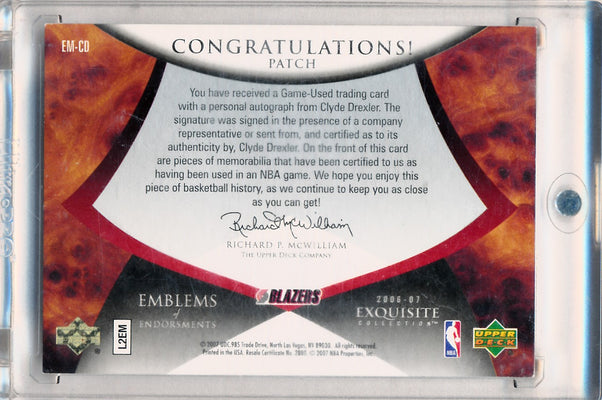 Upper Deck 2006-2007 Exquisite Collection Emblems Of Endorsement #EMCD Clyde Drexler 9/15