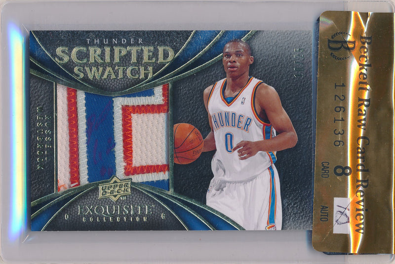 Upper Deck 2008-09 Exquisite Collection Scripted Swatch #SCRP-RW Russell Westbrook 10/25 / BGS Grade 8 / Auto Grade 10