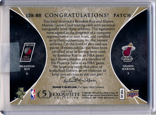 Upper Deck 2007-08 Exquisite Collection Exquisite Dual Number Pieces #EDN-MR Brandon Roy/Shawn Marion 2/7