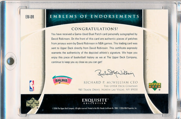 Upper Deck 2005-2006 Exquisite Collection Emblems Of Endorsement #EMDR David Robinson 7/15