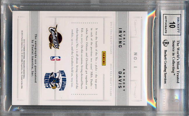 Panini 2012-2013 National Treasures 11 vs. 12 Signatures Silver #1 Kyrie Irving / Anthony Davis 2/25 / BGS Grade 9 / Auto Grade 10