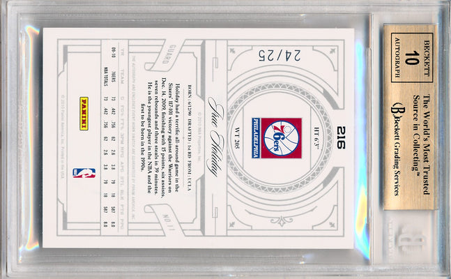 Panini 2009-2010 National Treasures Century Gold #216 Jrue Holiday 24/25 / BGS Grade 9.5 / Auto Grade 10