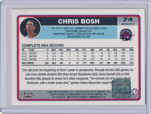 Topps 2006-2007 Chrome Refractor #74 Chris Bosh