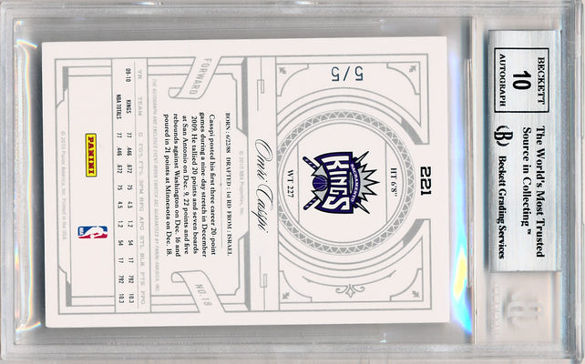 Panini 2009-2010 National Treasures Century Platinum #221 Omri Casspi 5/5 / BGS Grade 9 / Auto Grade 10