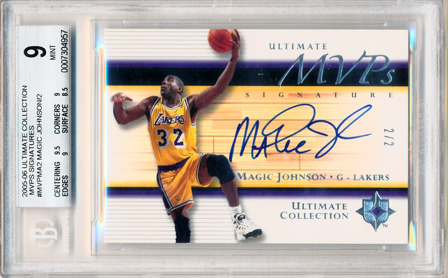 Upper Deck 2005-2006 Ultimate Collection MVP's Signatures #MVPMA2 Magic Johnson 2/2 / BGS Grade 9 / Auto Grade 10