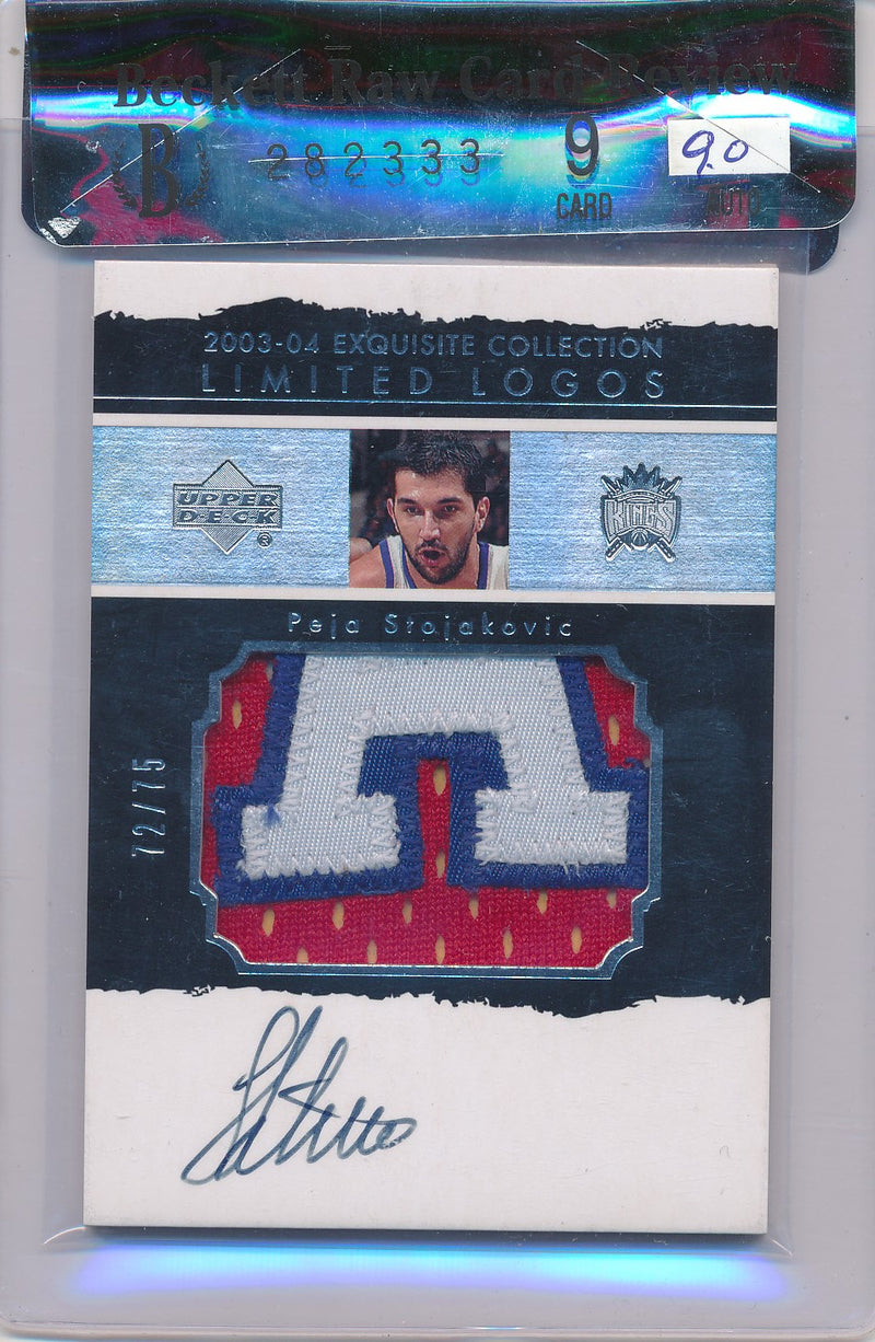 Upper Deck 2003-2004 Exquisite Collection Limited Logos #LLPS Peja Stojakovic 72/75 / Auto Grade 9