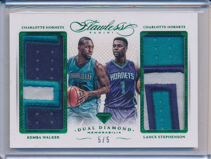 Panini 2014-2015 Flawless Emerald Dual Diamond Patches #DD-CH Kemba Walker/ Lance Stephenson 5/5