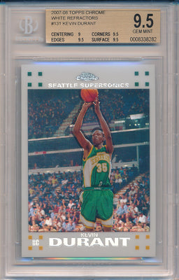 Topps  2007-2008 Chrome White Refractors #131 Kevin Durant 23/99 / BGS Grade 9.5