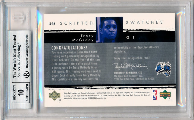 Upper Deck 2003-2004 Exquisite Collection Scripted Swatches #SS-TM Tracy Mcgrady 6/25 / BGS Grade 9 / Auto Grade 10