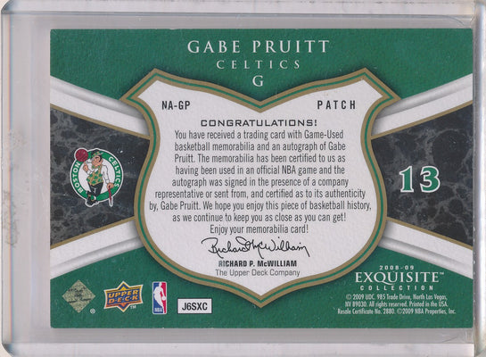 Upper Deck 2008-2009 Exquisite Collection Noble Nameplates #NAGP Gabe Pruitt 13/25