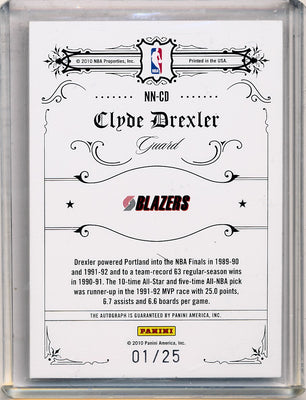 Panini 2009-2010 National Treasures Notable Nicknames  #NN-CD Clyde Drexler 1/25