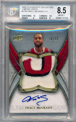 Upper Deck 2009-2010 Exquisite Collection Limited Logos #LTM Tracy Mcgrady 10/13 / BGS Grade 8.5 / Auto Grade 10