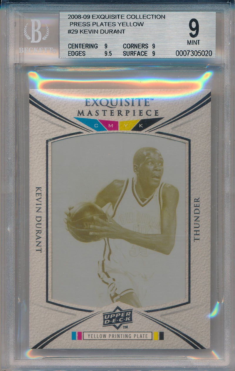 Upper Deck  2008-2009 Exquisite Collection Press Plates Yellow #PP30 Kevin Durant 1/1 / BGS Grade 9