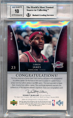 Upper Deck 2004-2005 Exquisite Collection Limited Logos #LJ2 Lebron James 12/50 / BGS Grade 9 / Auto Grade 10