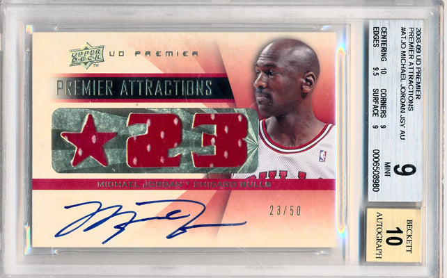 Upper Deck 2008-2009 Ud Premier Premier Attractions #AT-JO Michael Jordan 23/50 / BGS Grade 9 / Auto Grade 10