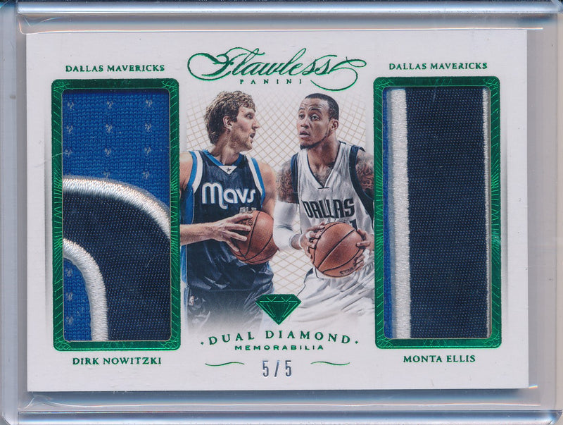 Panini 2014-2015 Flawless Emerald Dual Diamond Patches #DD-DM Monta Ellis/ Dirk Nowitzki 5/5