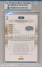 Panini 2010-2011 Timeless Treasures Materials Laundry Tags #27 Tim Duncan 1/1 / BGS Grade 8.5