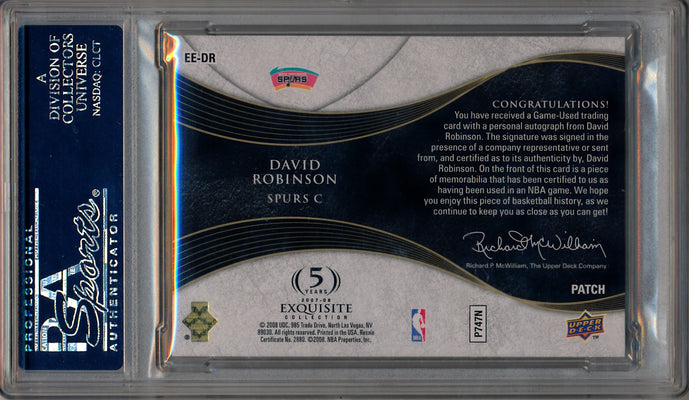 Upper Deck 2007-2008 Exquisite Collection Emblems Of Endorsement #EEDR David Robinson 3/10 / PSA Grade 10