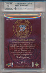 Upper Deck 2008-09 Exquisite Collection Year One Autographs #ONE-RW Russell Westbrook 4/10 / BGS Grade 8.5 / Auto Grade 10