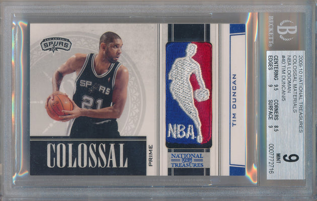 Panini 2009-2010 National Treasures Colossal Materials #40 Tim Duncan 2/5 / BGS Grade 9