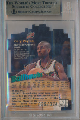 Topps 1997-1998  Finest  Embossed Refractor #172 Gary Payton 29/74 / BGS Grade 9.5