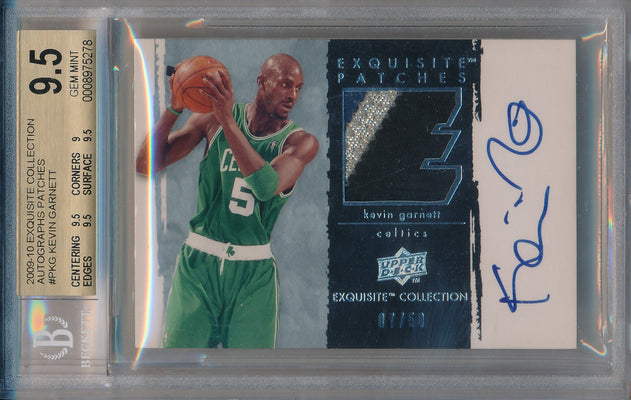 Upper Deck 2009-2010 Exquisite Collection Autographs Patches #P-KG Kevin Garnett 7/50 / BGS Grade 9.5 / Auto Grade 10