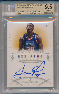Panini 2012-2013 Immaculate Collection All Star Lineage Autographs #AS-SP Scottie Pippen 4/7 / BGS Grade 9.5 / Auto Grade 10