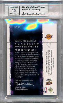 Upper Deck 2009-2010 Exquisite Collection Numbers #NPKA Kareem Abdul-Jabbar 10/33 / BGS Grade 8.5 / Auto Grade 10