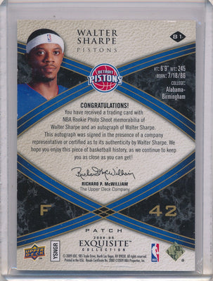 Upper Deck 2008-2009 Exquisite Collection Rookie Parallel #81 Walter Sharpe 8/42