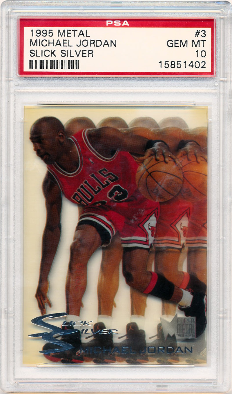 Fleer 1995-1996 Metal Slick Silver #3 Michael Jordan 3/10 / PSA Grade 10