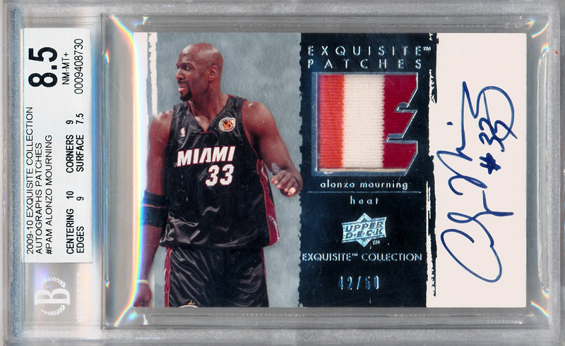 Upper Deck 2009-2010 Exquisite Collection Autographs Patches #PAM Alonzo Mourning 42/50 / BGS Grade 8.5 / Auto Grade 10