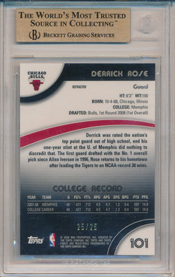 Topps 2007-08 Finest Gold Refractors #101 Derrick Rose 25/25 / BGS Grade 9.5