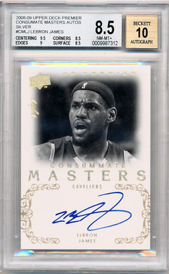 Upper Deck 2008-2009 Premier Consumate Masters Autos Silver #CMLJ Lebron James 1/1 / BGS Grade 8.5 / Auto Grade 10