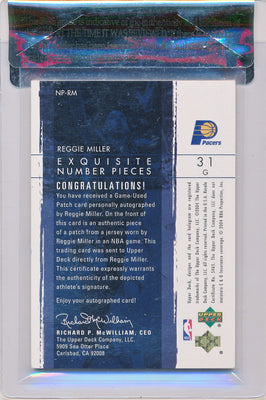 Upper Deck 2003-2004 Exquisite Collection Number Piece Autographs #NP-RM Reggie Miller 25/31 / Auto Grade 9