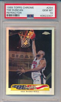 Topps 1999-2000 Chrome Refractor #254 Tim Duncan  / PSA Grade 10