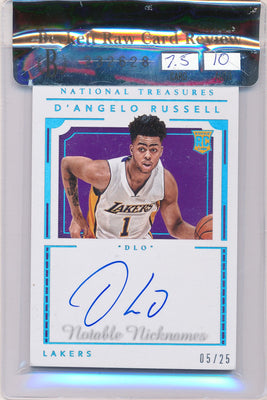 Panini 2015-2016 National Treasures  Notable Nicknames  #NN-DRL D'Angelo Russel 5/25 / PSA Grade 7.5 / Auto Grade 10