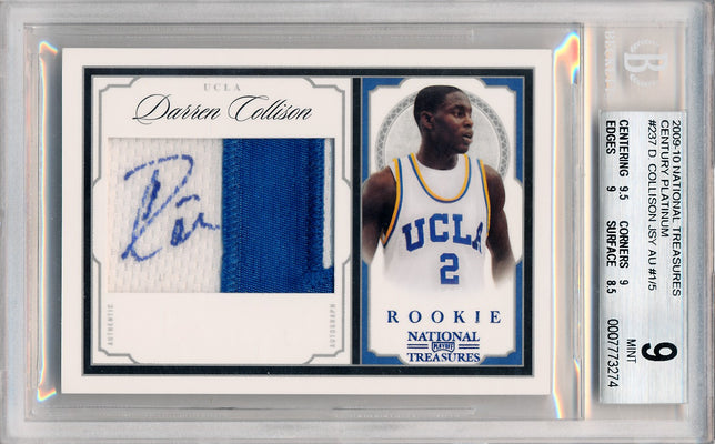 Panini 2009-2010 National Treasures Century Platinum #237 Darren Collison 5/5 / BGS Grade 9 / Auto Grade 10