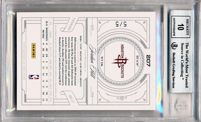 Panini 2009-2010 National Treasures Century Platinum #207 Jordan Hill 5/5 / BGS Grade 9 / Auto Grade 10