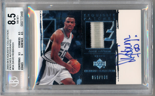 Upper Deck 2003-2004 Exquisite Collection Patches Autographs #AP-DA David Robinson 59/100 / BGS Grade 8.5 / Auto Grade 10