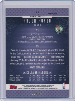 Topps 2006-07 Finest Refractors Black #72 Rajon Rondo 55/99