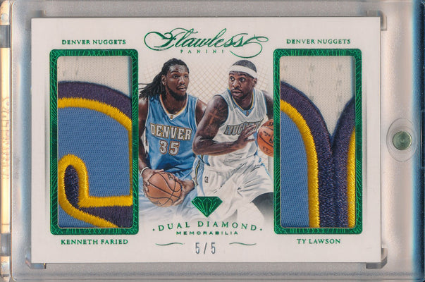 Panini 2014-2015 Flawless Emerald Dual Diamond Patches #DD-DN Kenneth Faried/ Ty Lawson 5/5