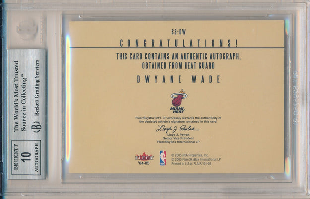 Fleer 2004-2005 Flair   Significant Signings #SS-DW Dwyane Wade 11/75 / BGS Grade 9 / Auto Grade 10