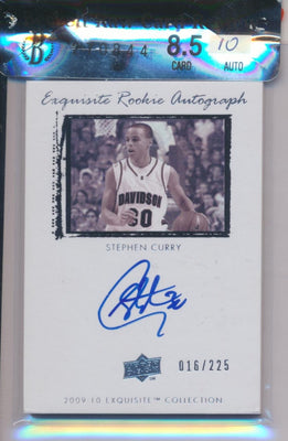 Upper Deck 2009-2010 Exquisite Collection Rookie Auto #72 Stephen Curry 16/225 / BGS Grade 8.5 / Auto Grade 10