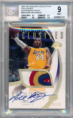 Upper Deck 2007-2008 Exquisite Collection Exclusives Autograph Patch #KB Kobe Bryant 13/24 / BGS Grade 9 / Auto Grade 10