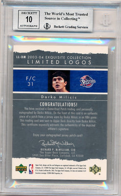 Upper Deck 2003-2004 Exquisite Collection Limited Logos #DM Darko Milicic 23/75 / BGS Grade 9 / Auto Grade 10