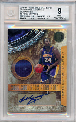 Panini 2010-2011 Gold Standard Gold Rings Materials Signatures #5 Kobe Bryant 15/24 / BGS Grade 9 / Auto Grade 10