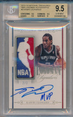 Panini 2013-2014 National Treasures NBA Logoman Autographs #LS-KN Kawhi Leonard 2/2 / BGS Grade 9.5 / Auto Grade 9