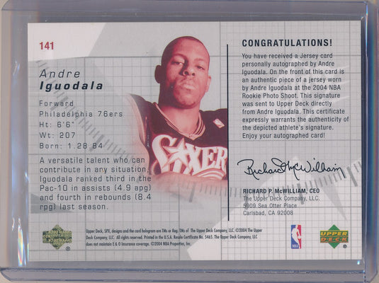 Upper Deck 2004-2005 SPx Auto Rookie Jersey #141 Andre Iguodala 7/25