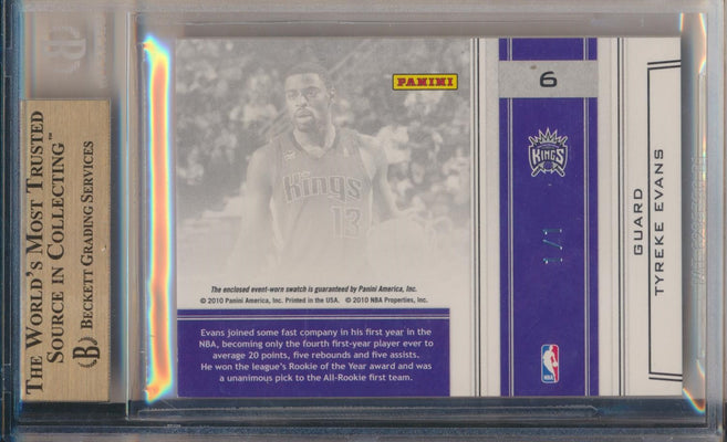 Panini  2009-2010 National Treasures Colossal Materials NBA Logoman #6 Tyreke Evans 1/1 / BGS Grade 9.5